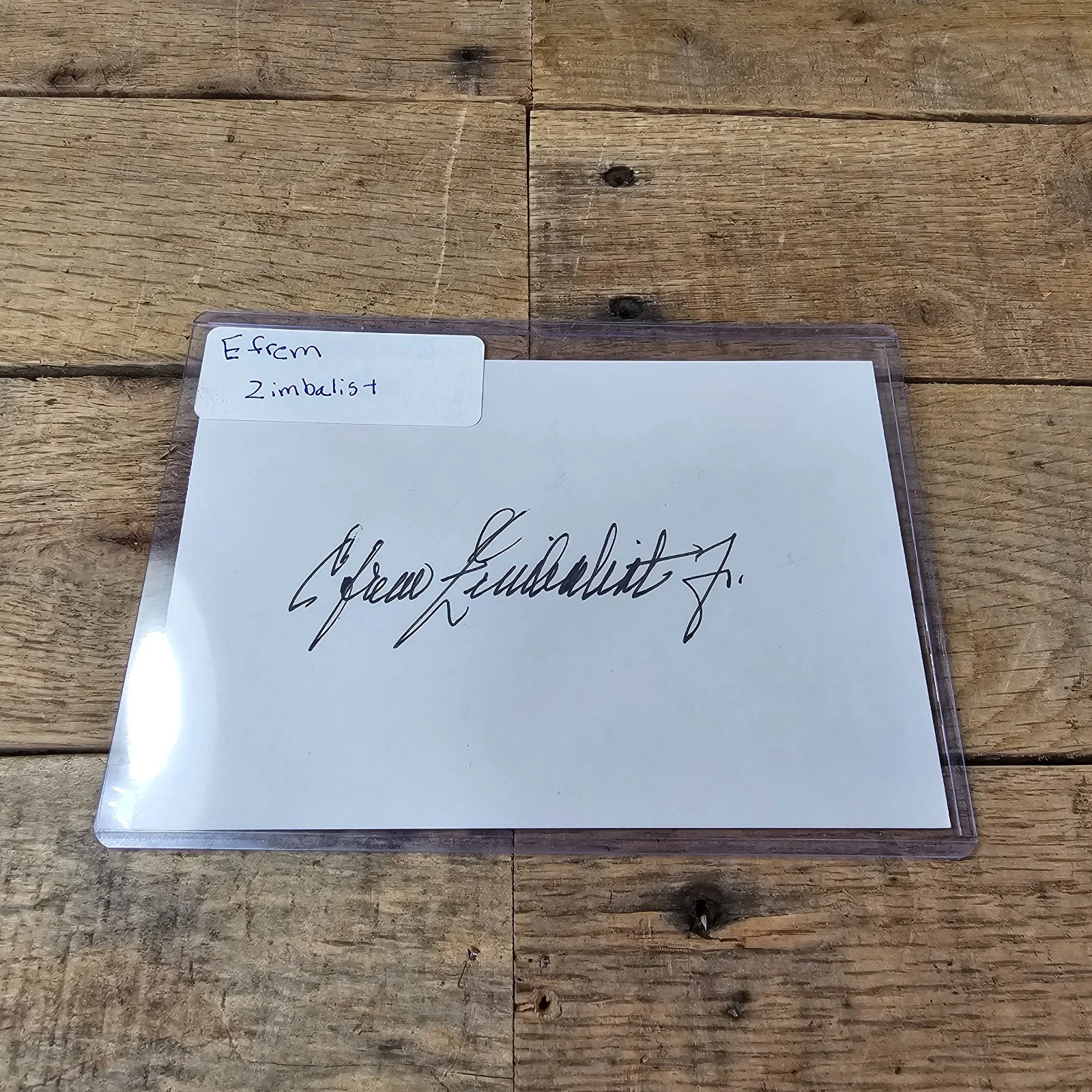 Efram Zimbalist Jr — Efram Zimbalist Jr Signed Autograph Index Card Actor FBI 77 Sunset Strip