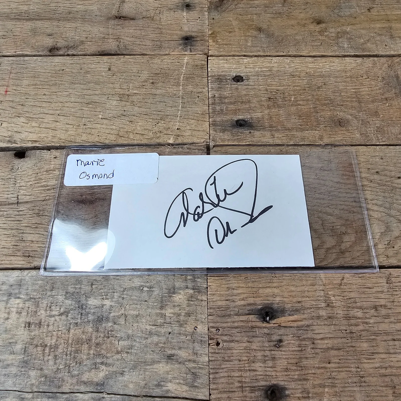 Marie Osmond — Marie Osmond Signed Autograph Index Card Singer Actress TV Personality