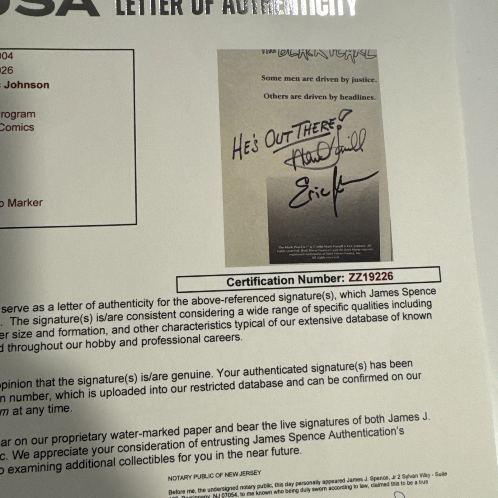 Mark Hamill, Eric Johnson — Mark Hamill Signed Black Pearl Comic Pamphlet JSA LOA Luke Skywalker Star Wars, image 5