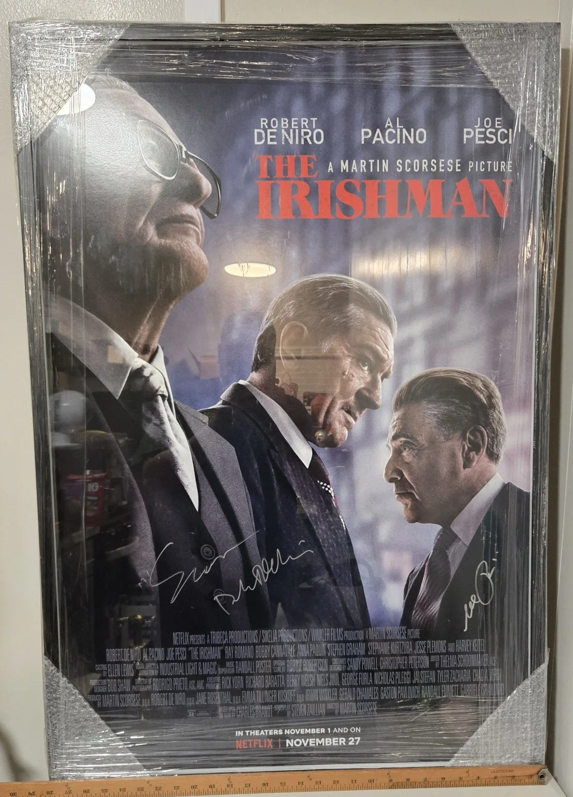 Al Pacino, Robert DeNiro, Martin Scorsese — Autographed Martin Scorsese's 2019 The Irishman 40Lenghtx28wide Movie Poster, изображение 2