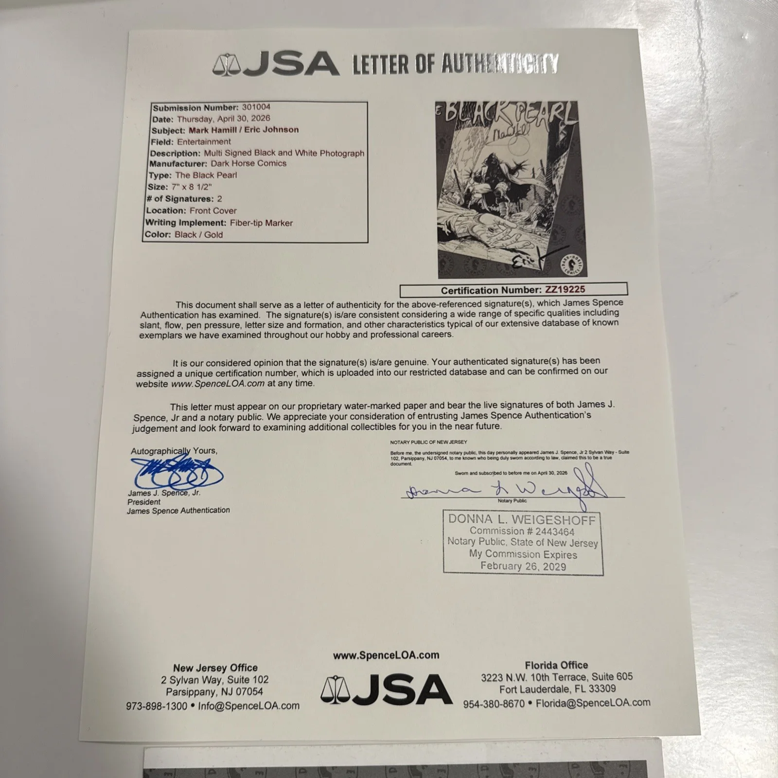 Mark Hamill, Eric Johnson — Mark Hamill Signed Black Pearl Comic Pamphlet JSA LOA Luke Skywalker Star Wars, image 5