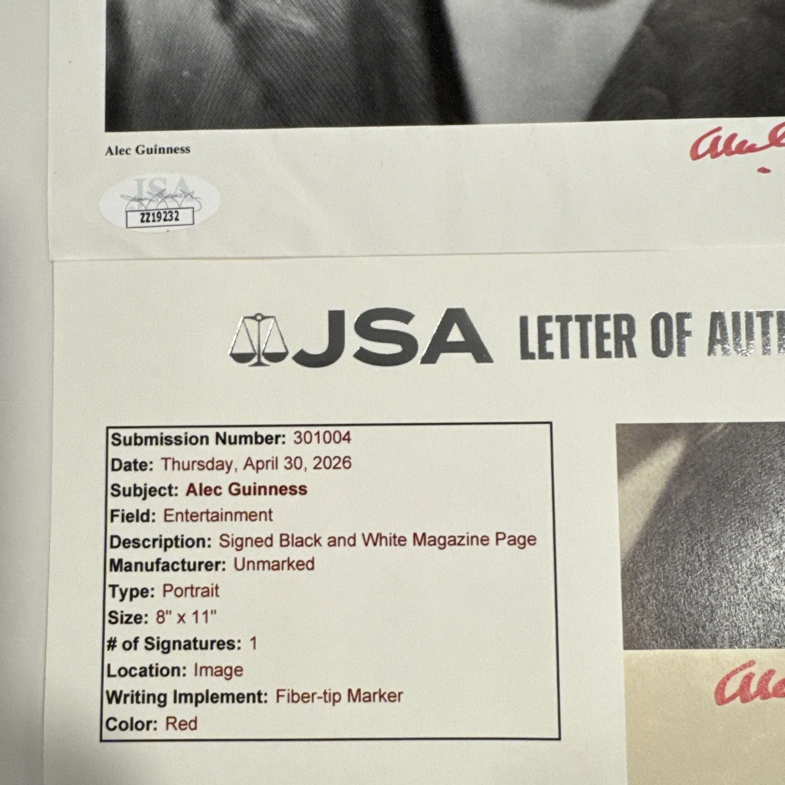 Alec Guinness — ALEC GUINNESS STAR WARS Signed Autograph 8x11 Magazine Page JSA COA The Prisoner, image 5