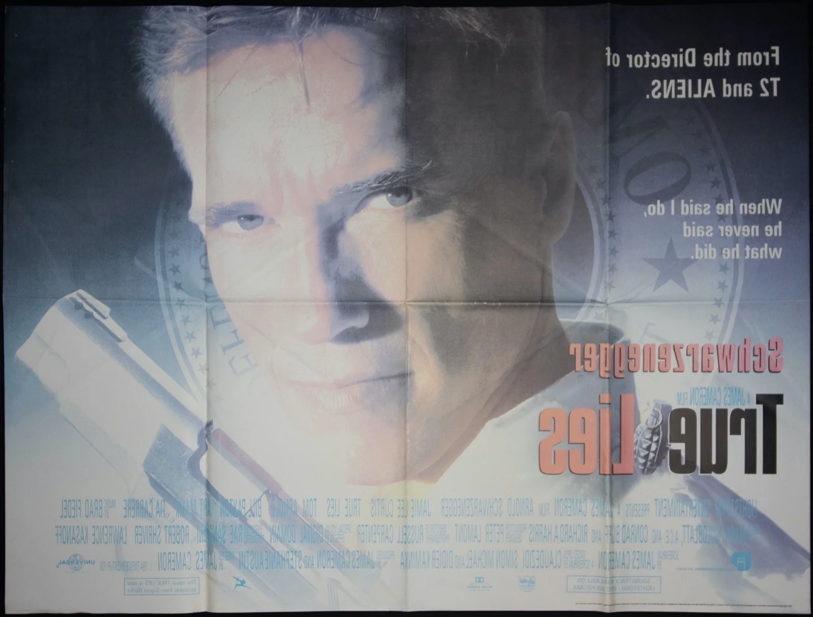 True Lies ORIGINAL Quad Film Cinema Poster Arnold Schwarzenegger James Cameron, изображение 2