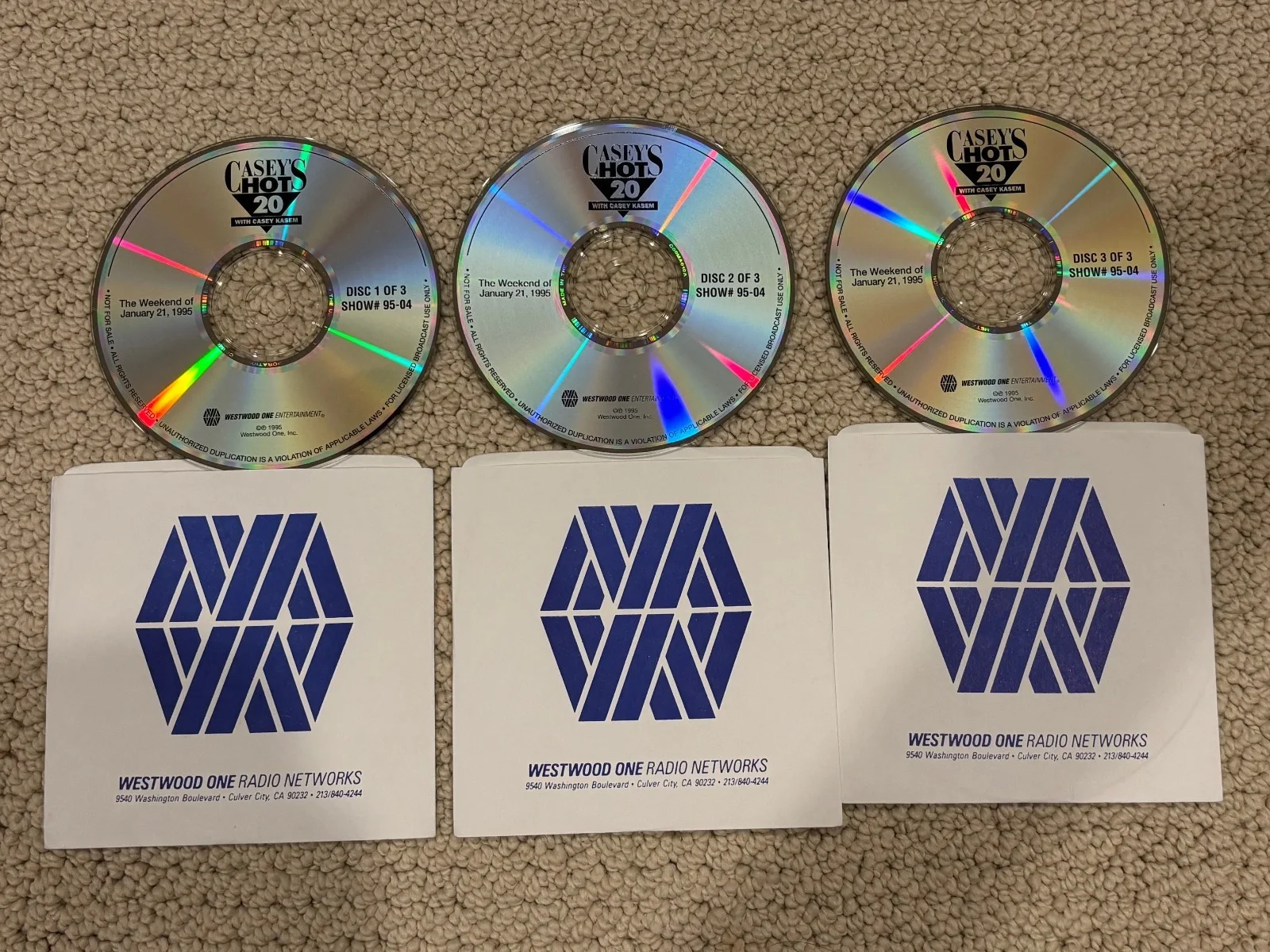 Casey Kasem – Signed, Casey's Top 40 Show January 21, 1995. 3 CDs of the show., изображение 3