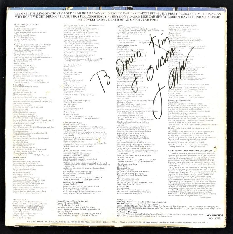 Jimmy Buffett — Jimmy Buffett Signed Autograph Album Vinyl Record - Parrothead Icon w/ JSA COA