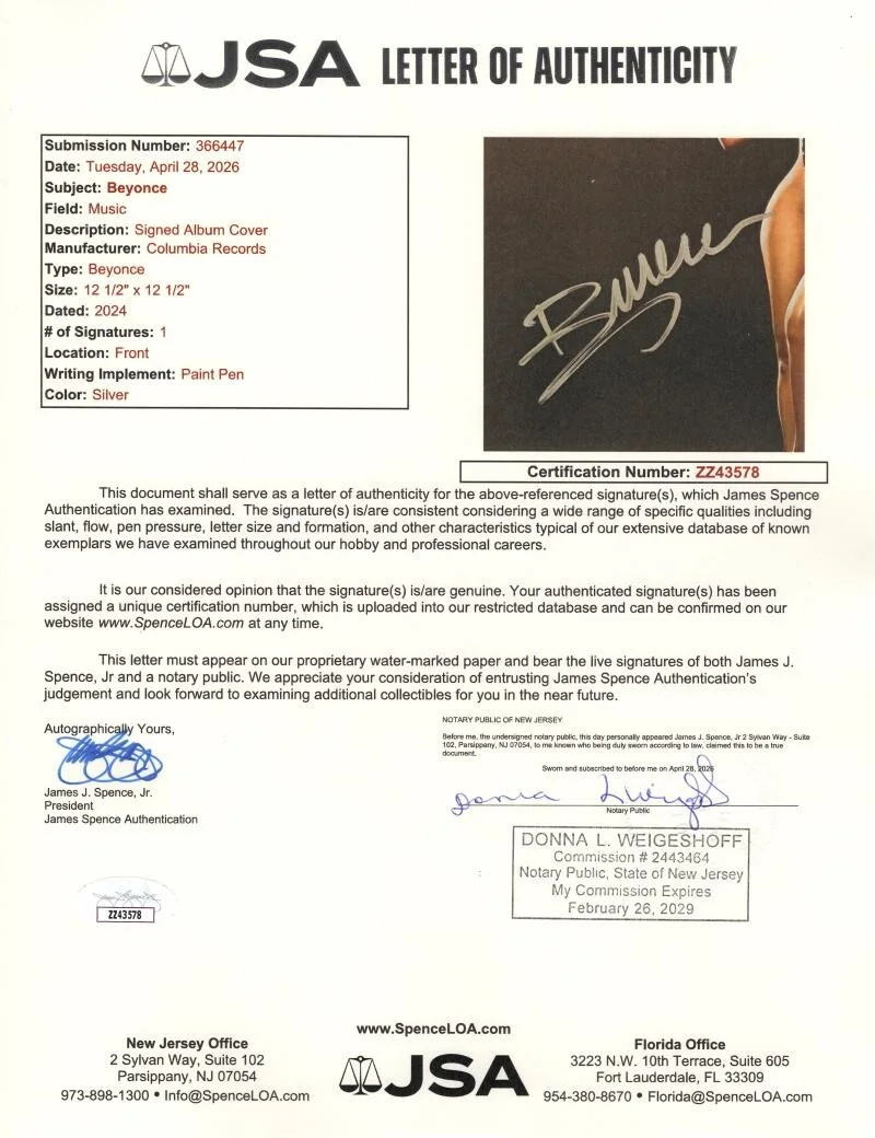 Beyonce Knowles — Beyonce Knowles Signed Autograph Act II Cowboy Carter Album Vinyl Record JSA COA, изображение 3