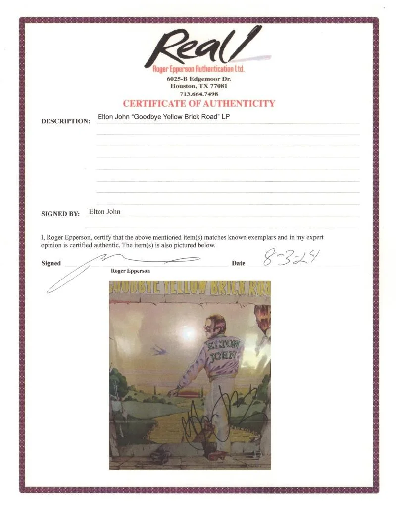 Elton John — Elton John Signed Autograph Goodbye Yellow Brick Road Album Record LP w/ JSA COA, image 4