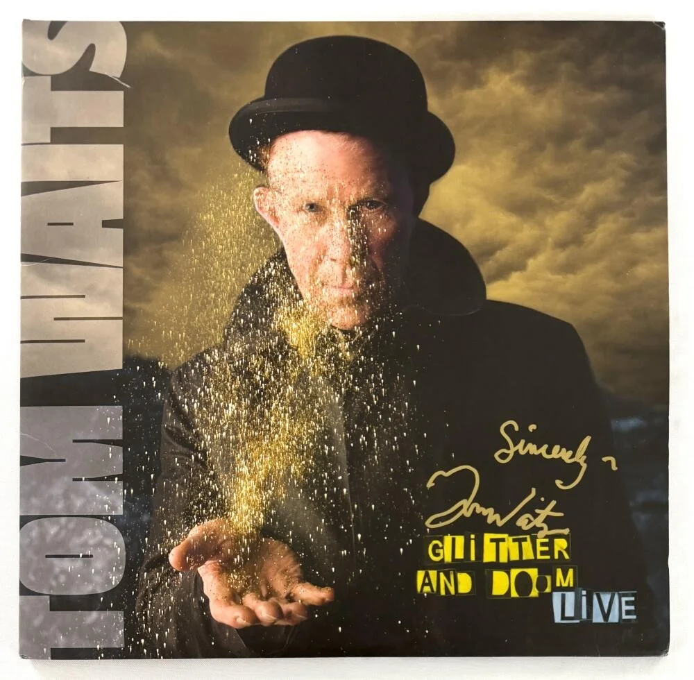 Tom Waits — Tom Waits Signed Autograph Glitter and Doom Live Album Vinyl Record w/ JSA COA