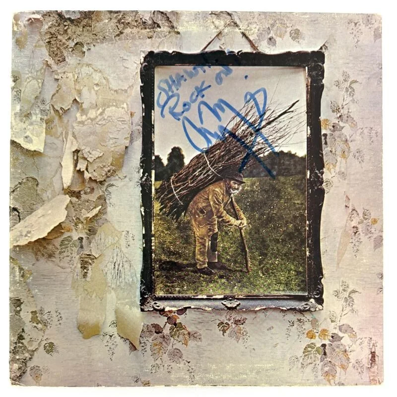 Jimmy Page — Jimmy Page Signed Autograph Led Zeppelin IV Album Vinyl Record LP w/ JSA COA
