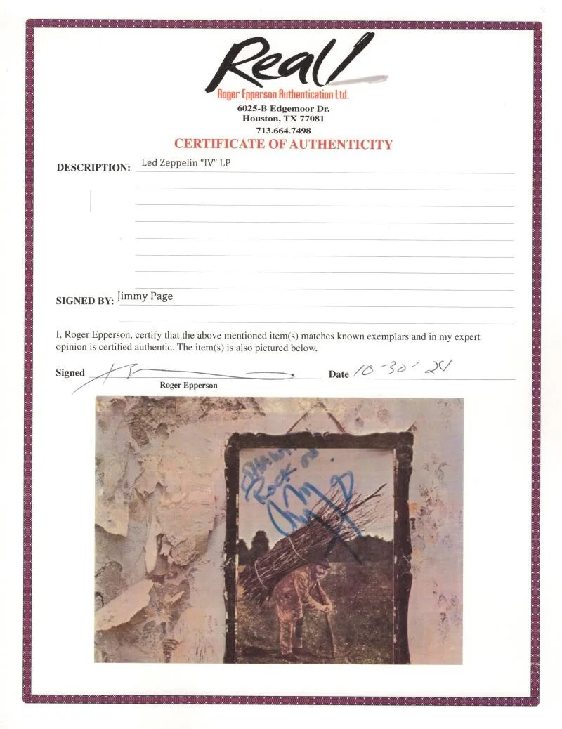 Jimmy Page — Jimmy Page Signed Autograph Led Zeppelin IV Album Vinyl Record LP w/ JSA COA, image 4