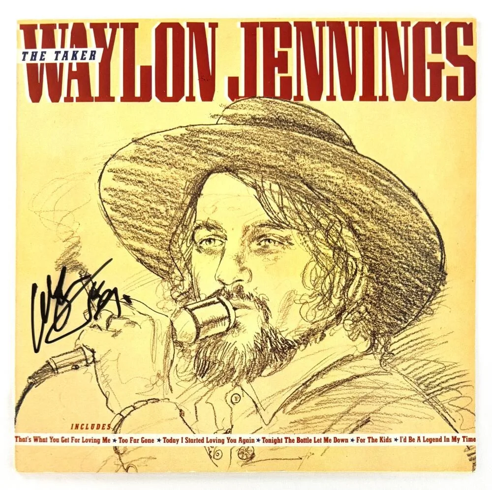 Waylon Jennings — Waylon Jennings Signed Autograph The Taker Album Vinyl Records LP w/ JSA COA