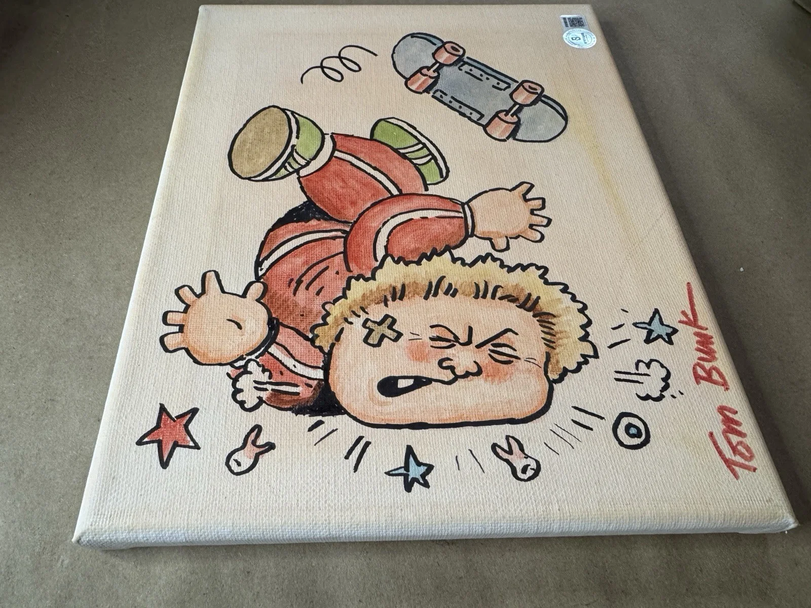 Tom Bunk — Tom Bunk Original Sketched Garbage Pail Kids 8"x10" Canvas Hurt Curt Beckett COA, изображение 2
