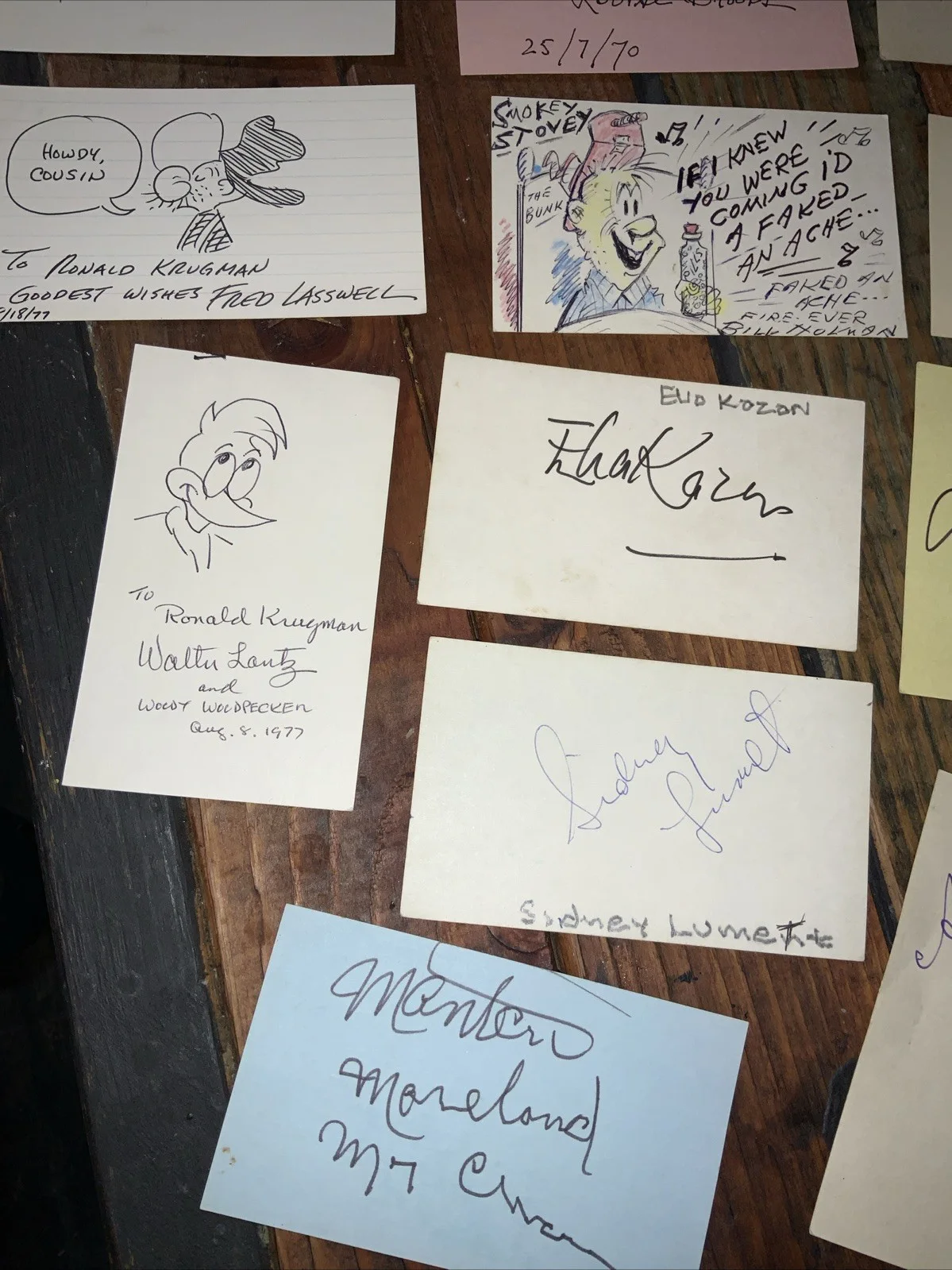 Various Names — LOT OF 19 SIGNED RARE 3x5 Index Cards of "TELEVISION Cartoons And Movie Stars”, изображение 3