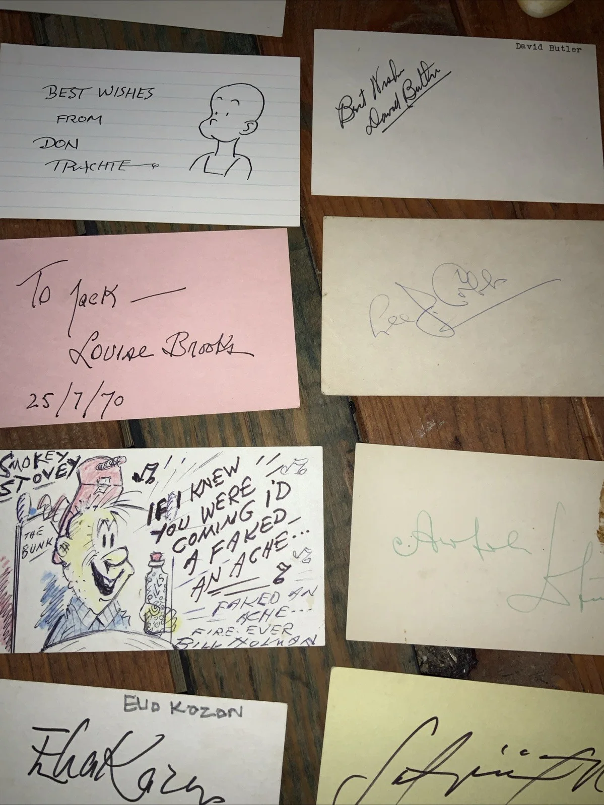 Various Names — LOT OF 19 SIGNED RARE 3x5 Index Cards of "TELEVISION Cartoons And Movie Stars”, изображение 4