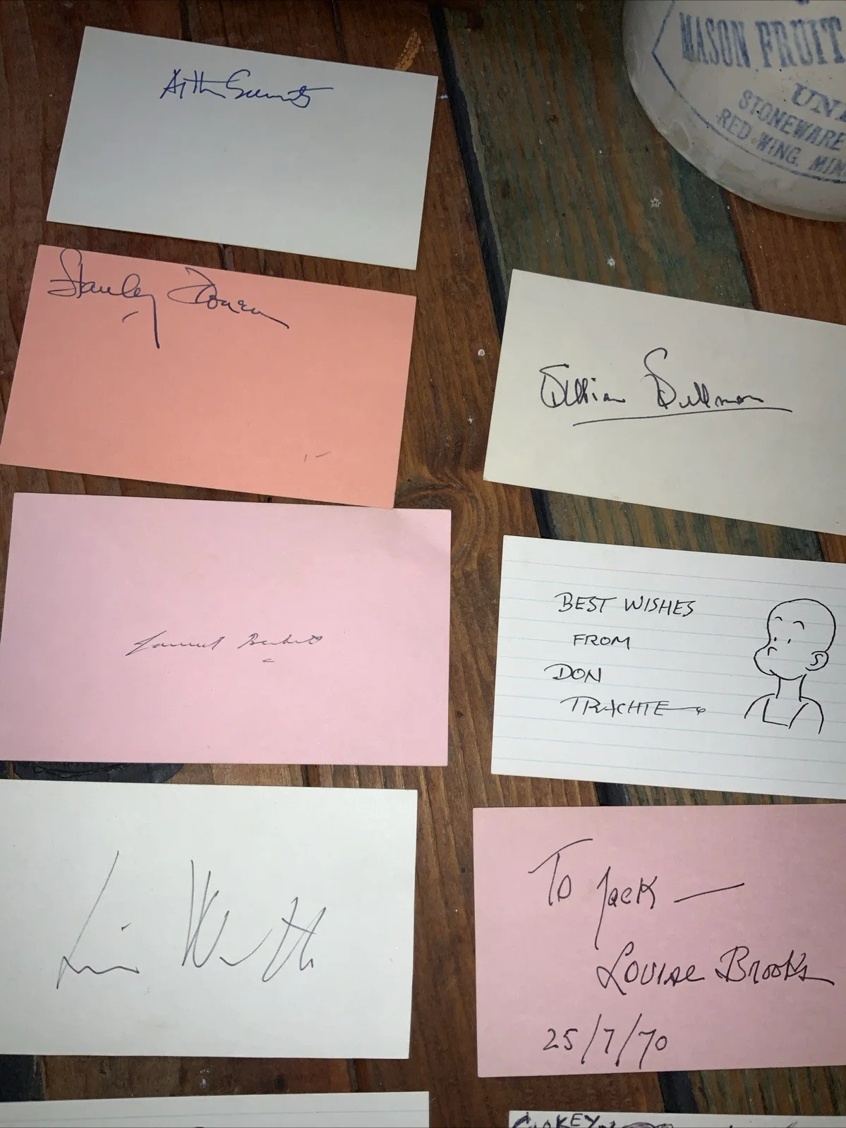Various Names — LOT OF 19 SIGNED RARE 3x5 Index Cards of "TELEVISION Cartoons And Movie Stars”, изображение 5