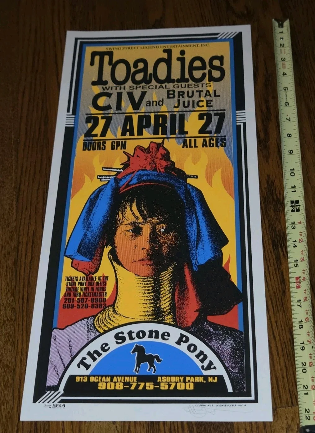 The Toadies Brutal Juice CIV Poster Signed BMark Arminski Stone Pony New Jersey, изображение 2