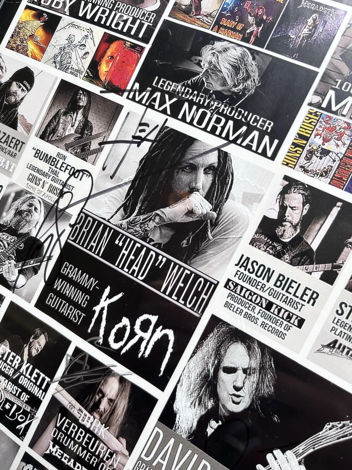 Playback Independent KORN MEGADETH Autographed Original Poster 11.25x17.25 in, изображение 2