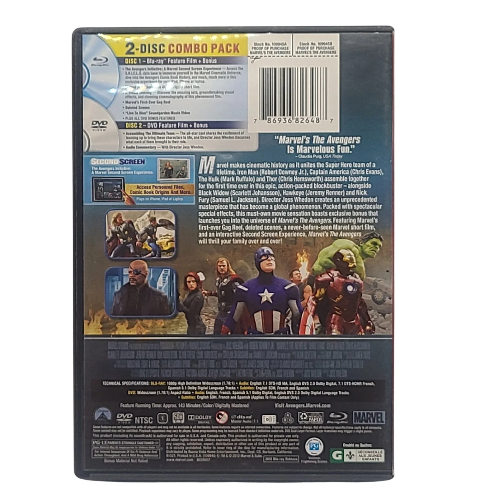The Avengers (DVD, 2012) blu-ray), image 2
