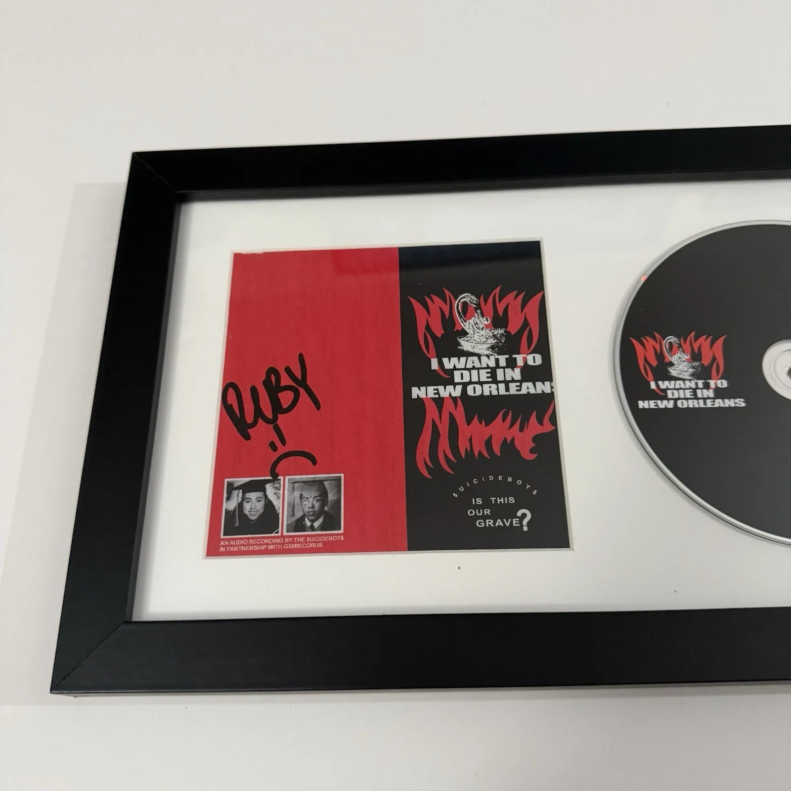 $UICIDEBOY$ SIGNED FRAMED CD I WANT TO DIE NEW ORLEANS SUICIDEBOYS RUBY JSA COA, image 2