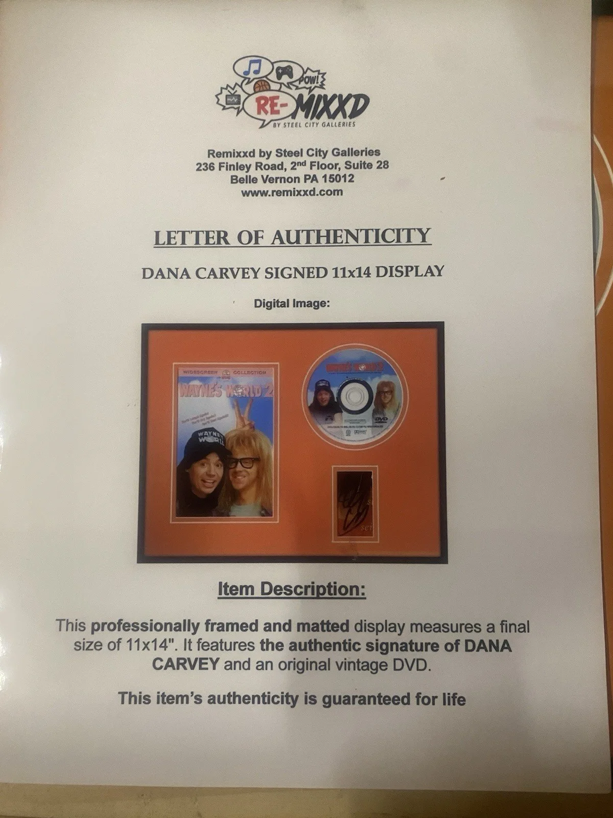 Dana Carvey — Dana Carvey Signed Wayne's World 2 DVD Framed Display, Remixxd Auth, image 4