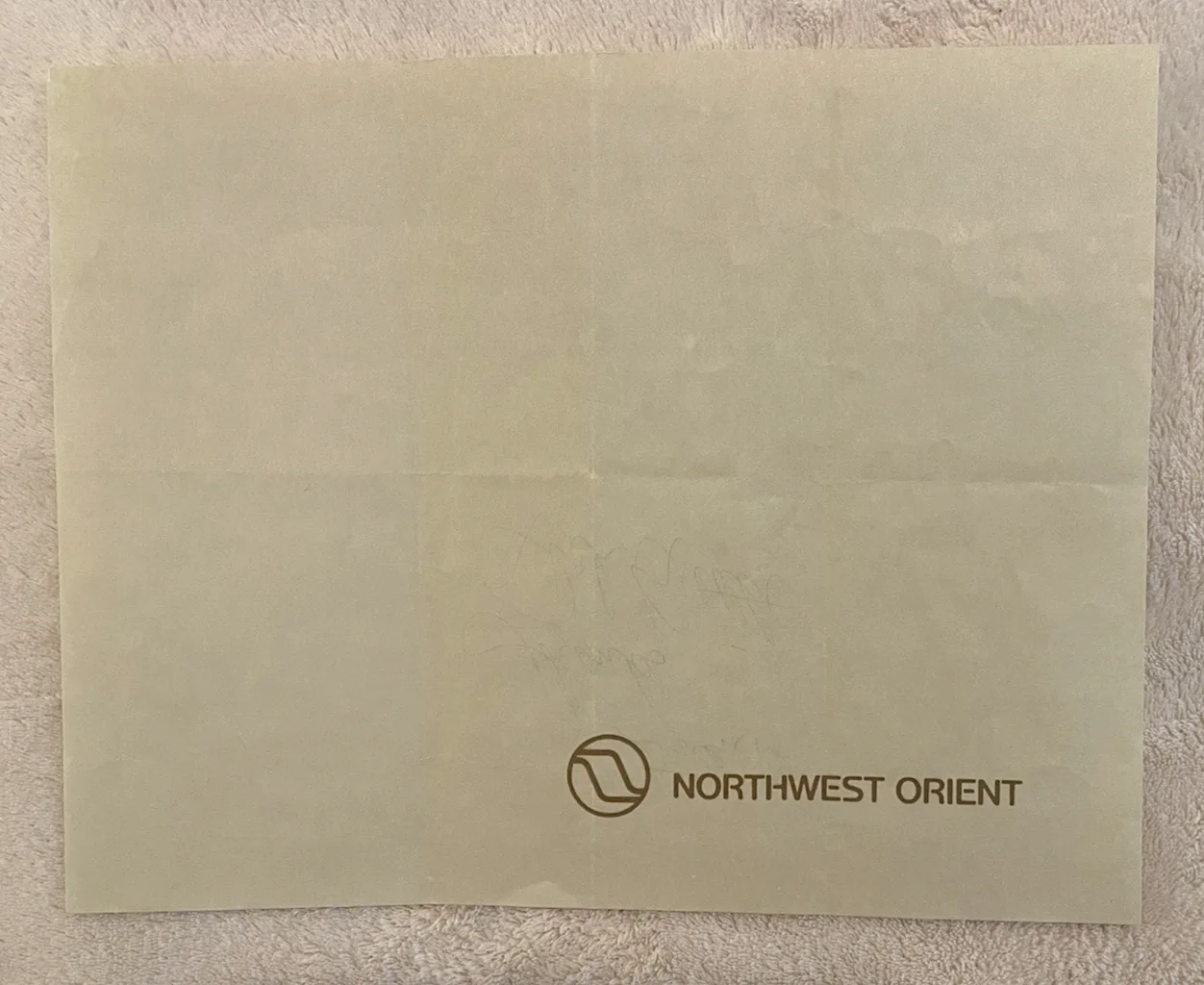 Rich Little — Rich Little signature on Northwest Airlines note paper, изображение 2