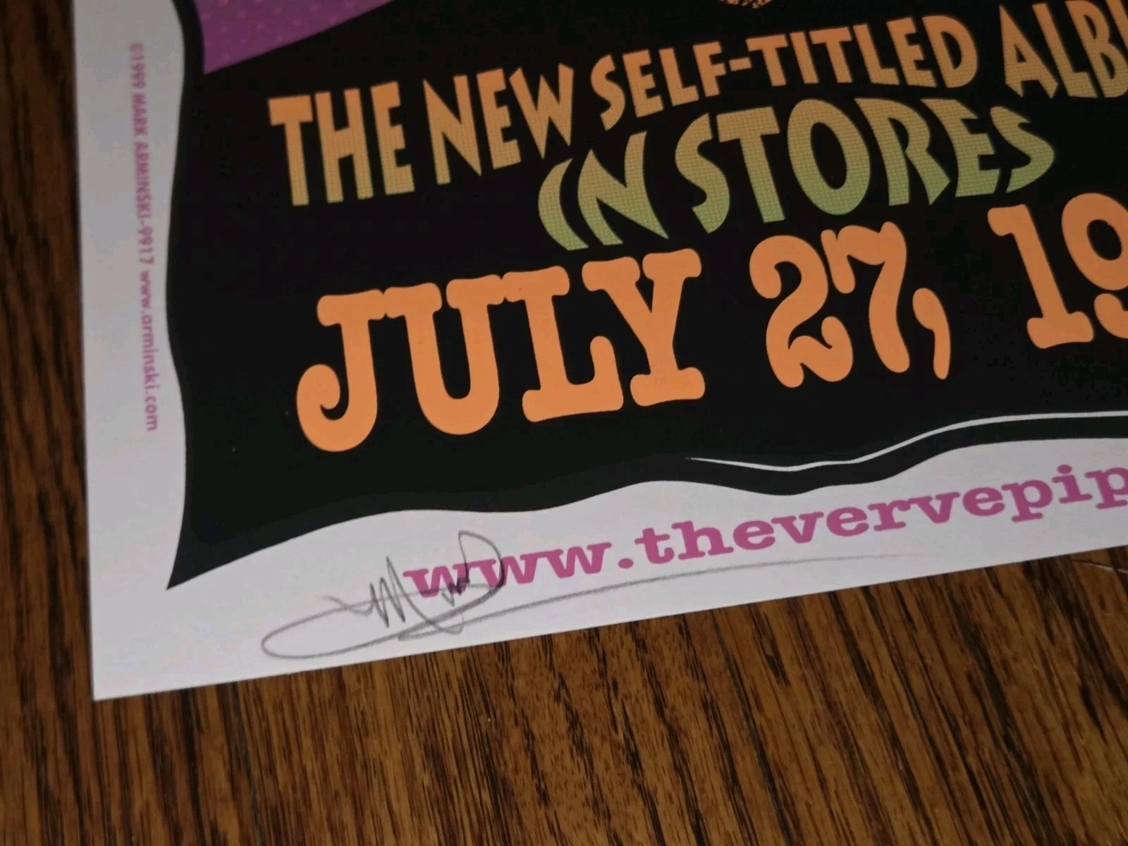 The Verve Pipe, CD Album Release Art Print Poster Signed By Mark Arminski 1999, image 3
