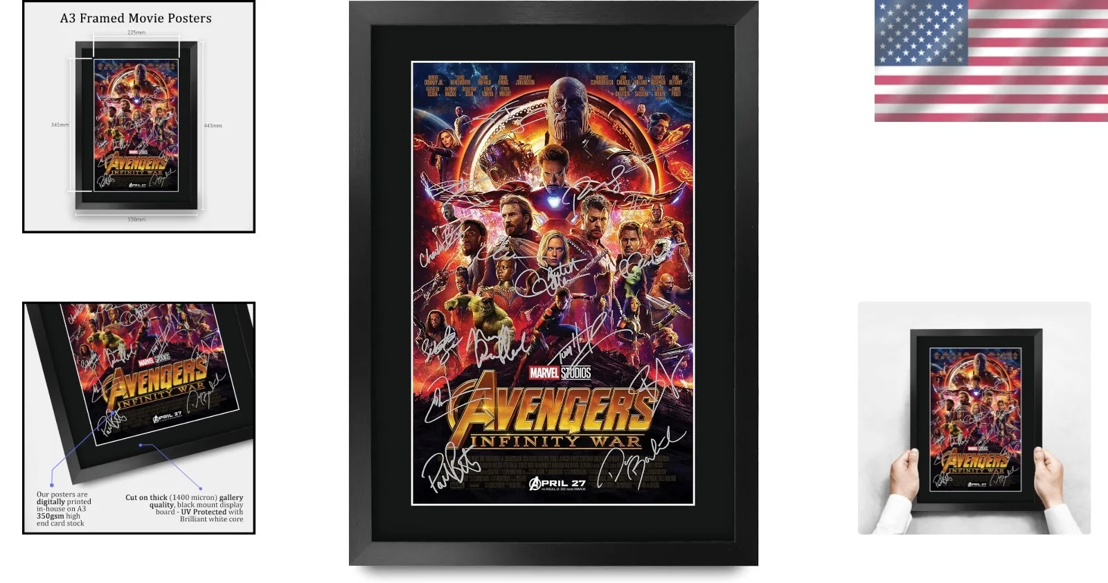 Robert Downey Jr — Authentic 16x12 Avengers Infinity War Poster Framed - Robert Downey Jr Autograph, image 2