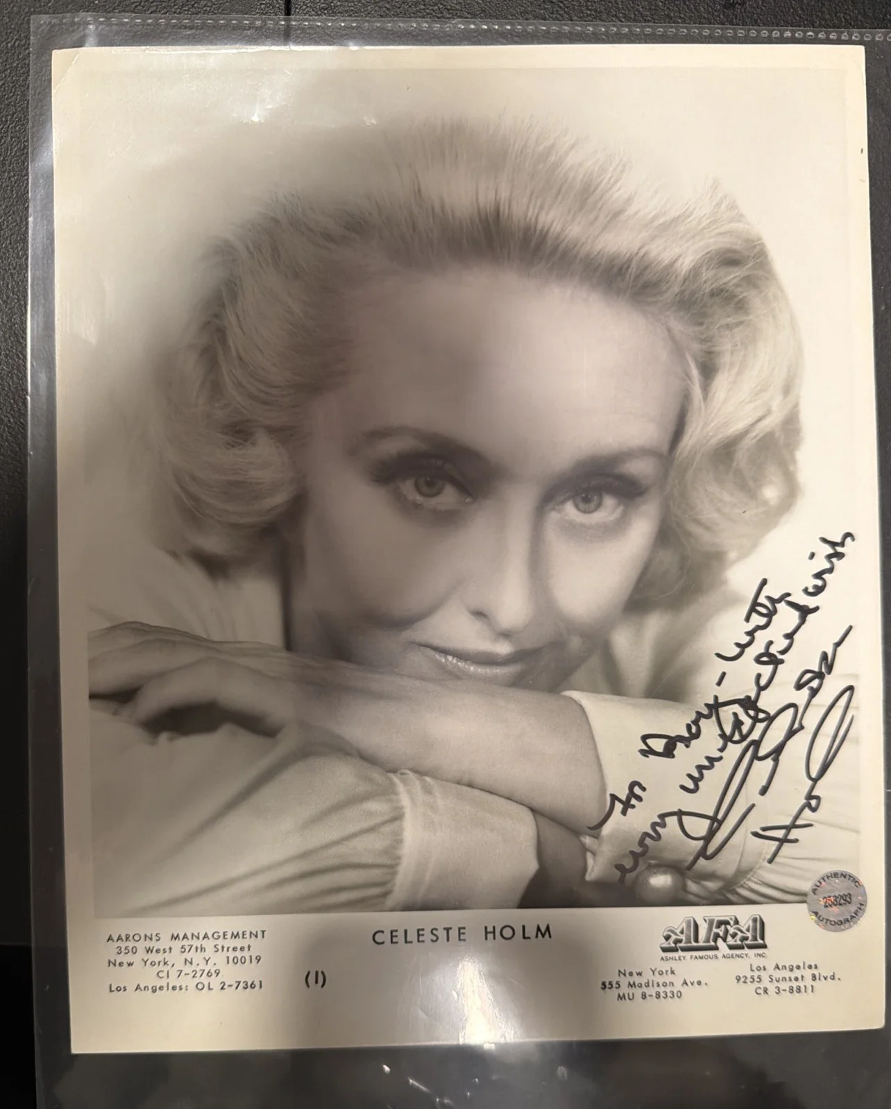 Celeste Holm — CELESTE HOLM (1960s) AARONS MANAGEMENT AGENCY PHOTO SIGNED 10x8”
