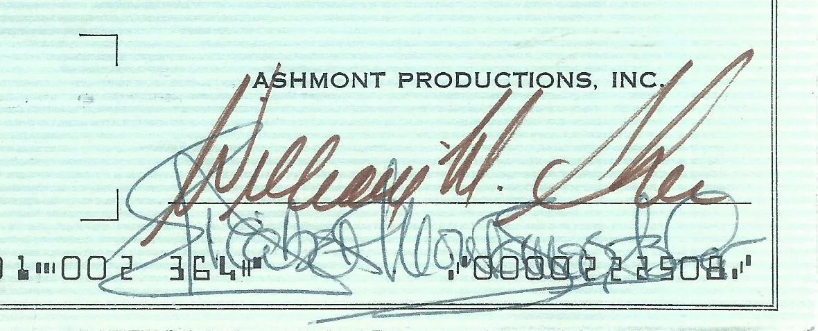 ELIZABETH MONTGOMERY & WILLIAM ASHER BEWITCHED 1974 SIGNED AUTOGRAPH CHECK, image 2