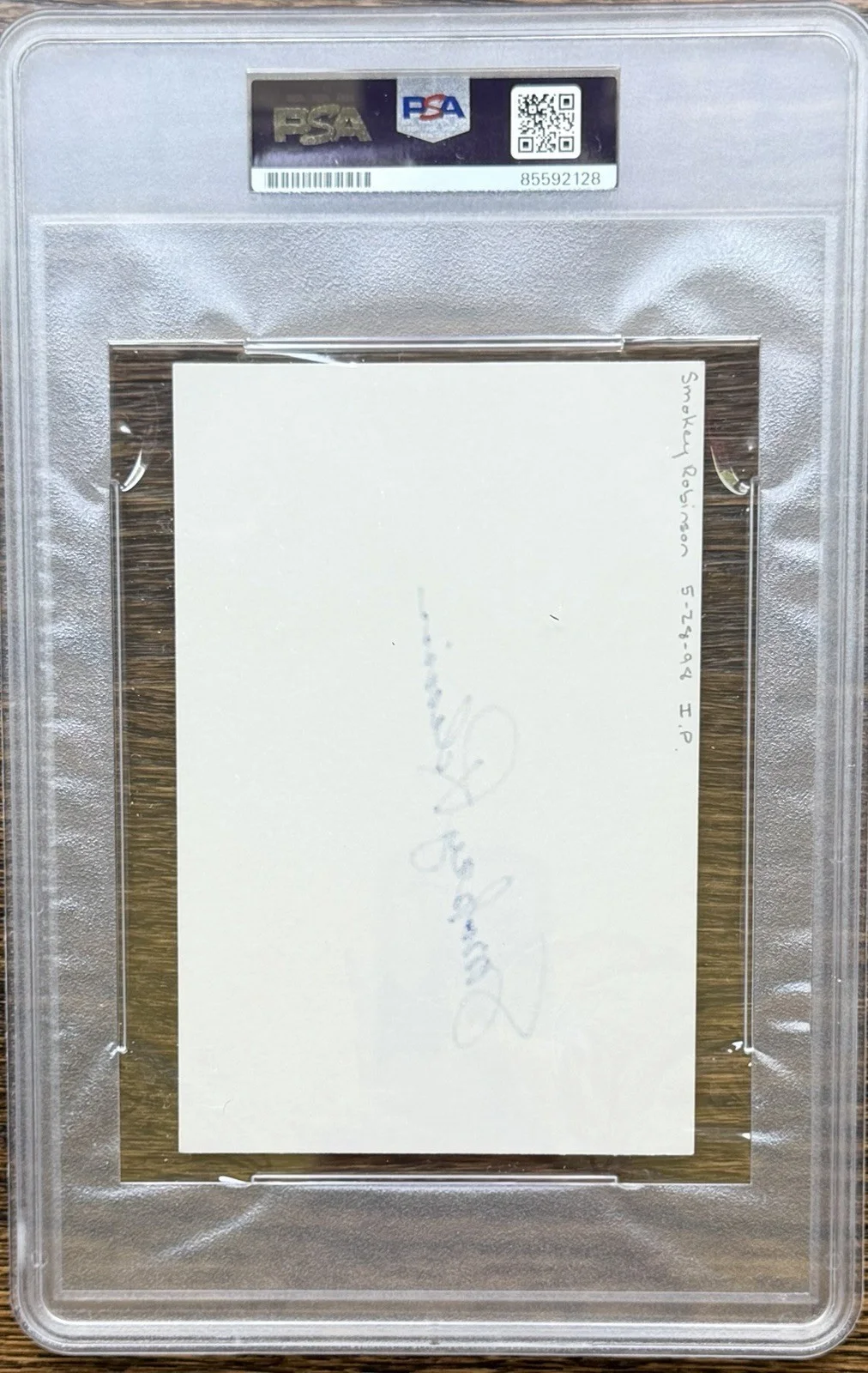 SINGER SMOKEY ROBINSON SIGNED SLABBED ENCAPSULATED 4 X 6 INDEX CARD PSA / DNA, изображение 2
