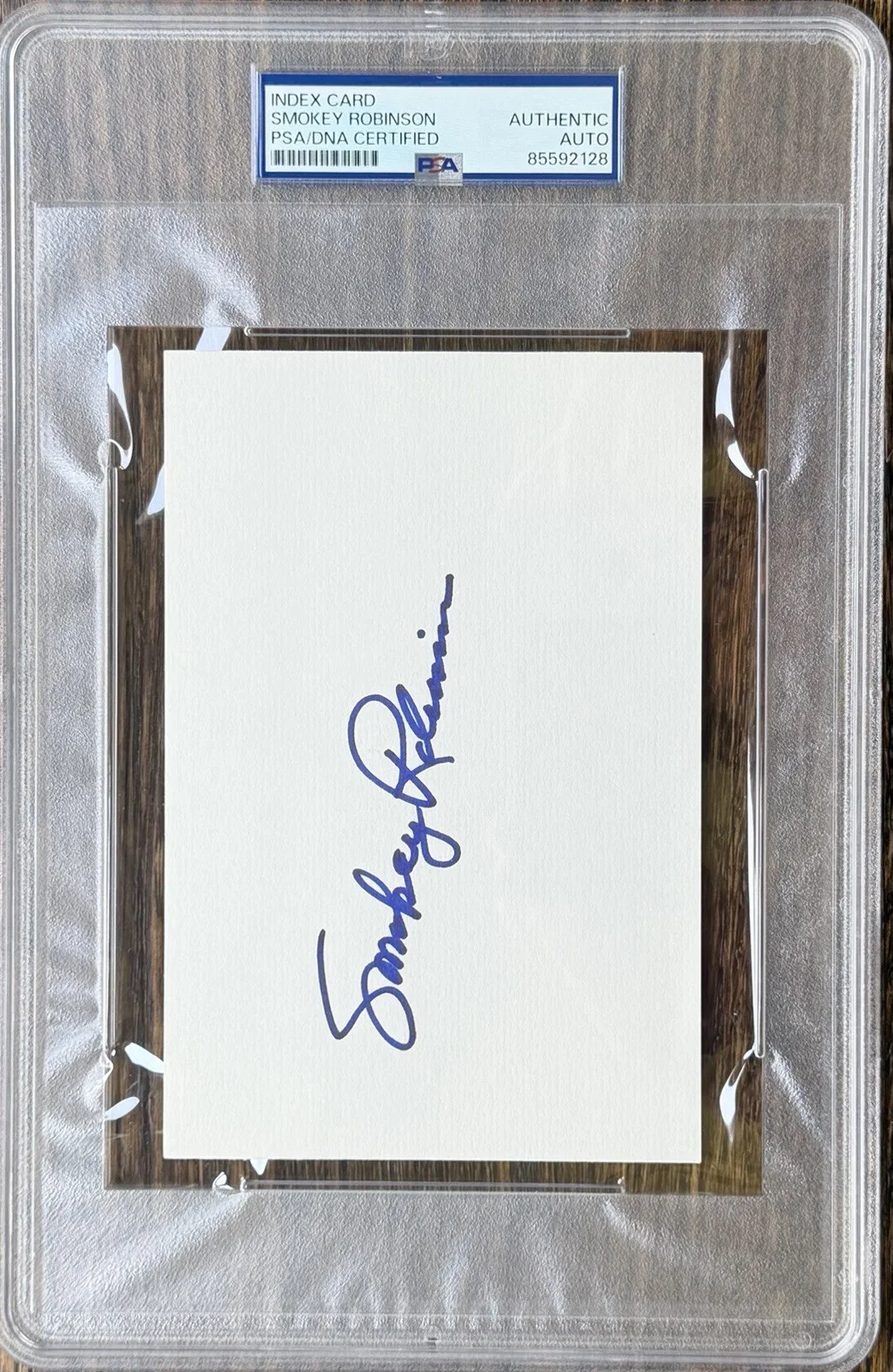SINGER SMOKEY ROBINSON SIGNED SLABBED ENCAPSULATED 4 X 6 INDEX CARD PSA / DNA, изображение 3