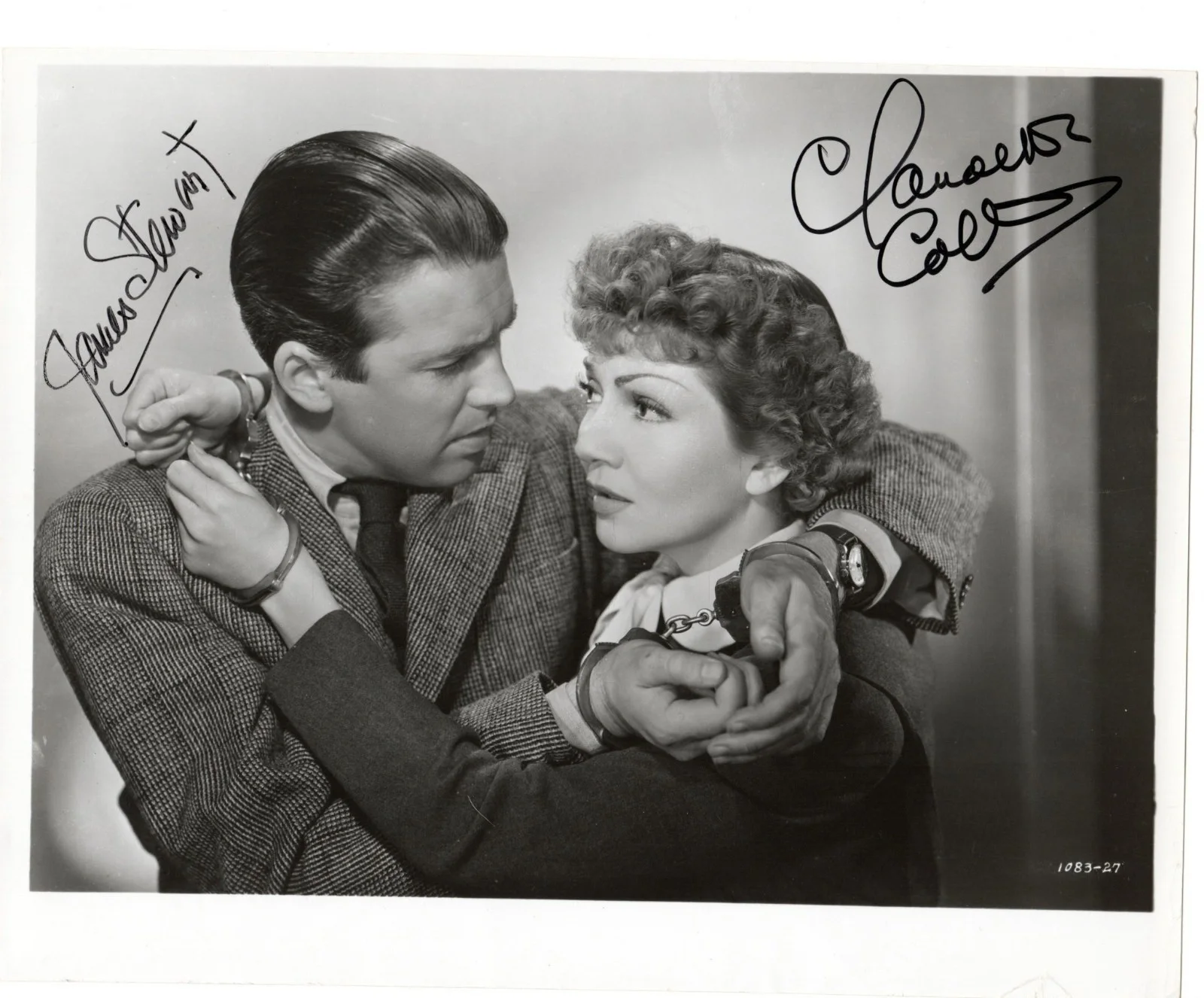 James Stewart & Claudette Colbert — JAMES STEWART & CLAUDETTE COLBERT Jointly Signed 8X10 B&W Photo Autograph w/ COA