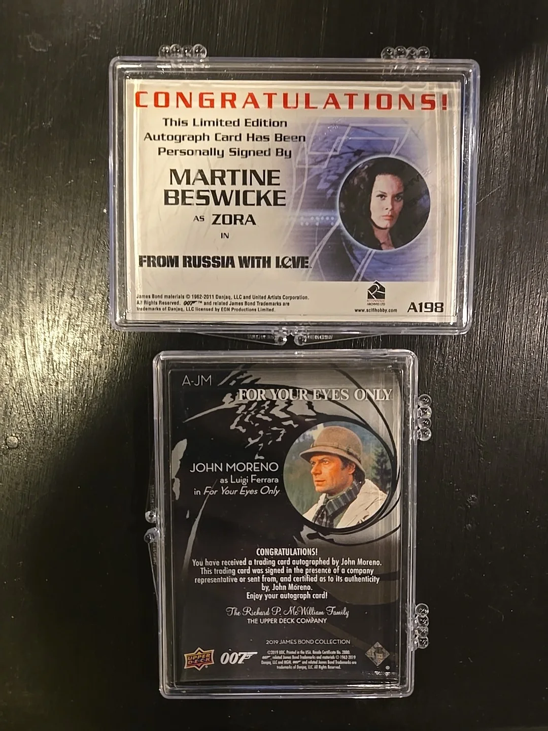 ​James Bond 007 Autograph Lot (2) Martine Beswicke & John Moreno Luigi Ferrara, изображение 2
