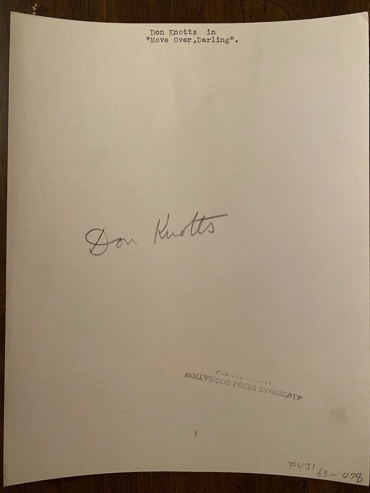 Don Knotts — Don Knotts Signed Autographed Photo With COA Move Over Darling, image 4