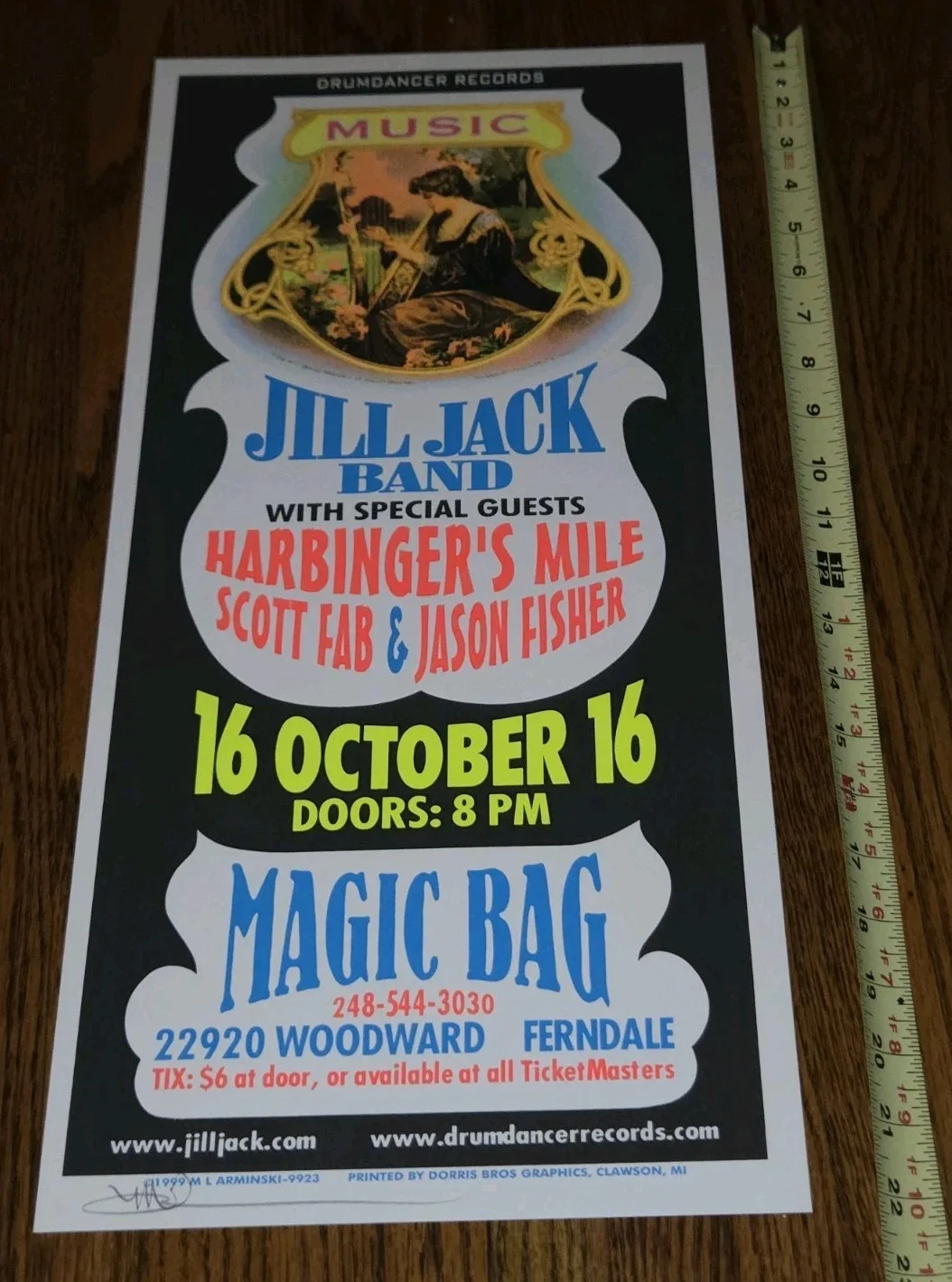 JILL JACK BAND~HARBINGER'S MILE~Mark Arminski Signed Print Poster~1999 MAGIC BAG, изображение 2