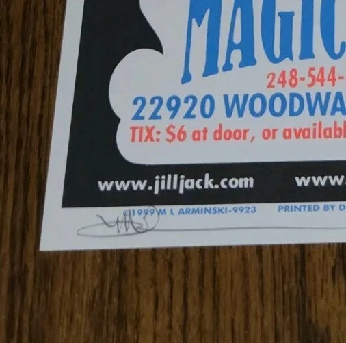 JILL JACK BAND~HARBINGER'S MILE~Mark Arminski Signed Print Poster~1999 MAGIC BAG, изображение 3