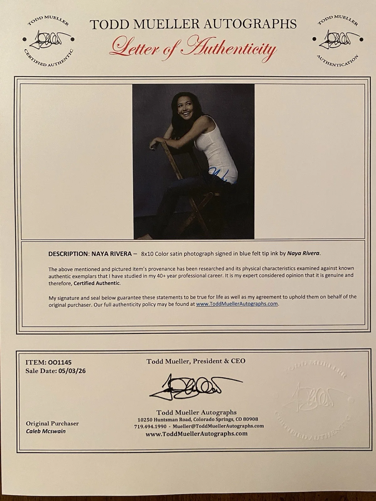 Naya Rivera — Naya Rivera Signed Autographed 8x10 Photo With COA Glee NICE RARE, изображение 4