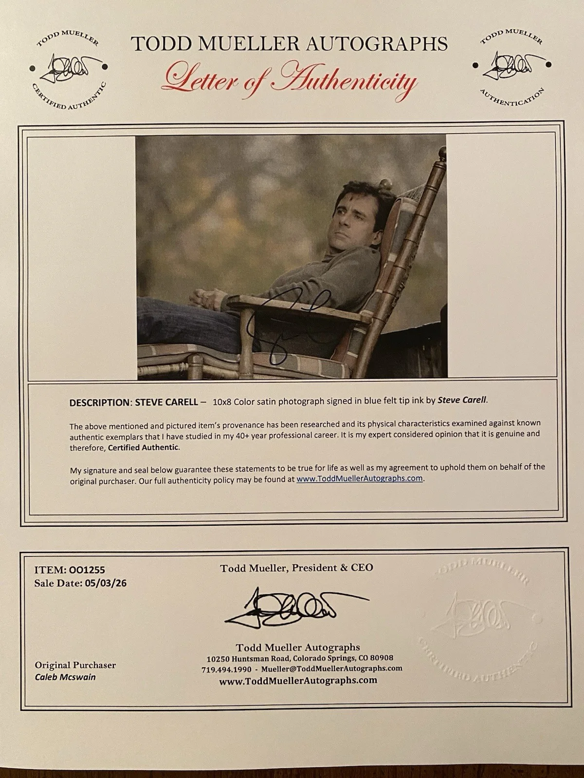 Steve Carrell — Steve Carrell Signed Autographed Photo With COA The Office Dan In Real Life, image 4