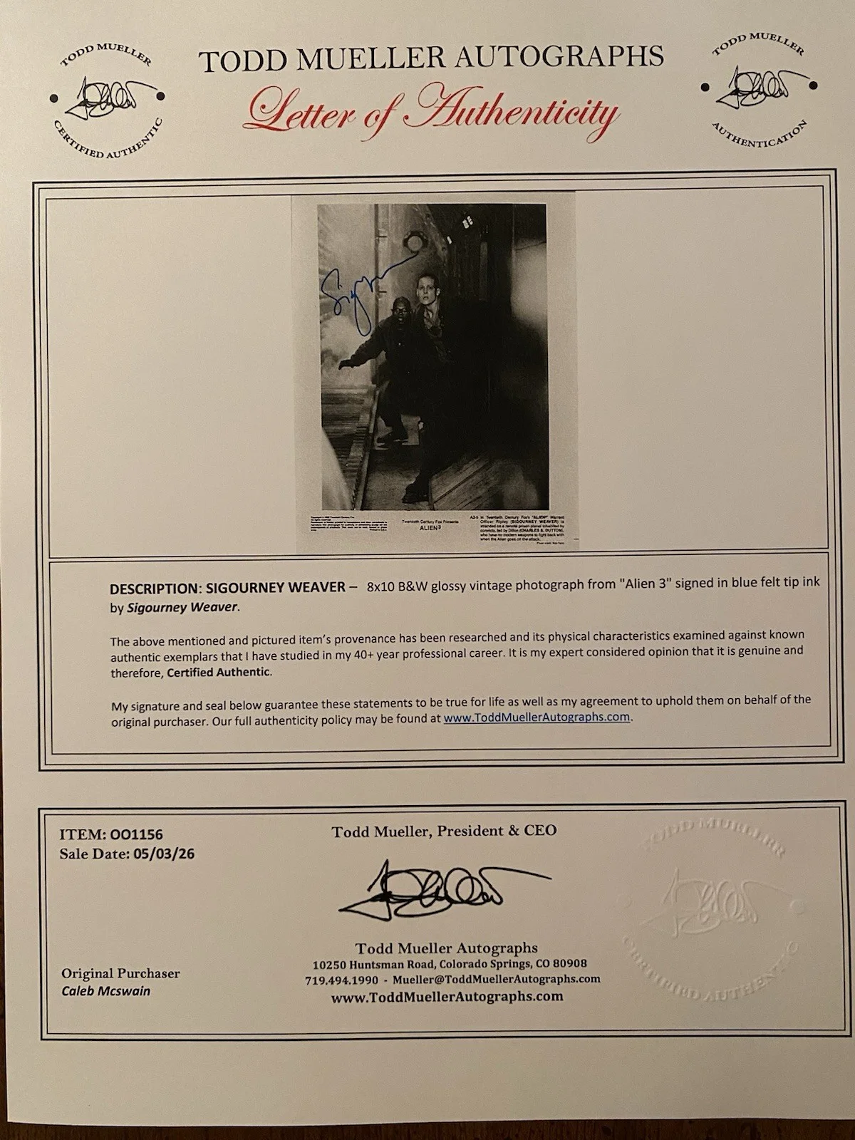 Sigourney Weaver — Sigourney Weaver Signed Autographed 8x10 Photo With COA Alien 3, изображение 4