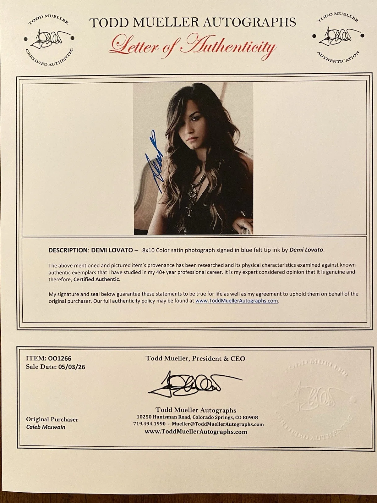 Demi Lovato Signed Autographed Photo With COA Heart Attack Sorry Not Sorry Skysc, image 4