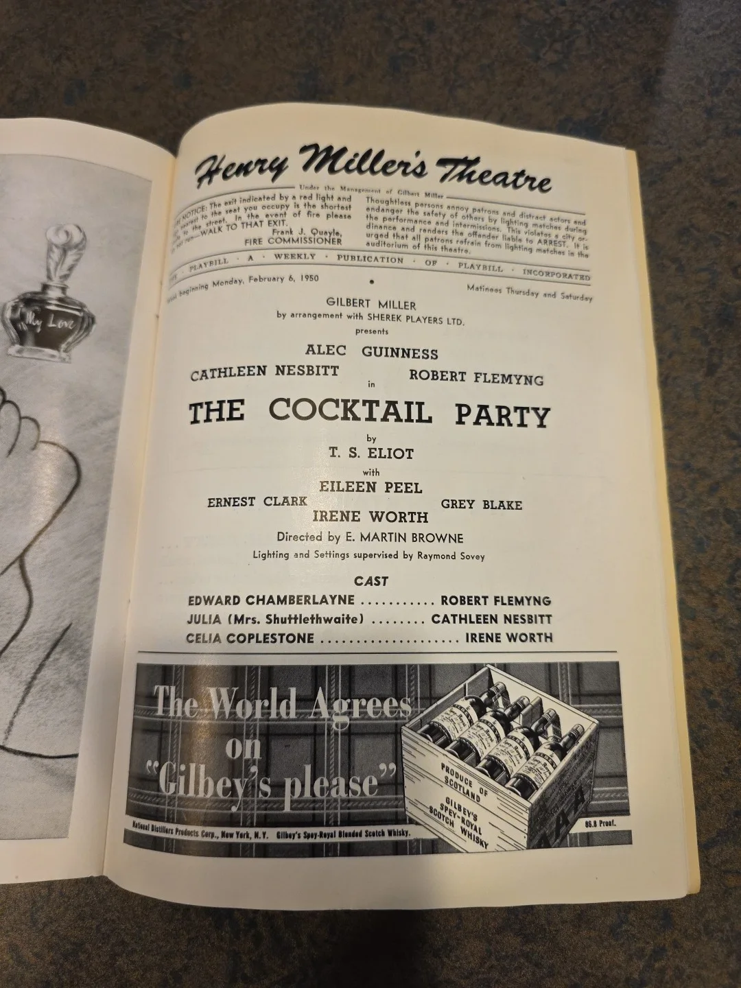 February 6, 1950 THE COCKTAIL PARTY PLAYBILL Eileen Peel and Cathleen Nesbitt, image 2