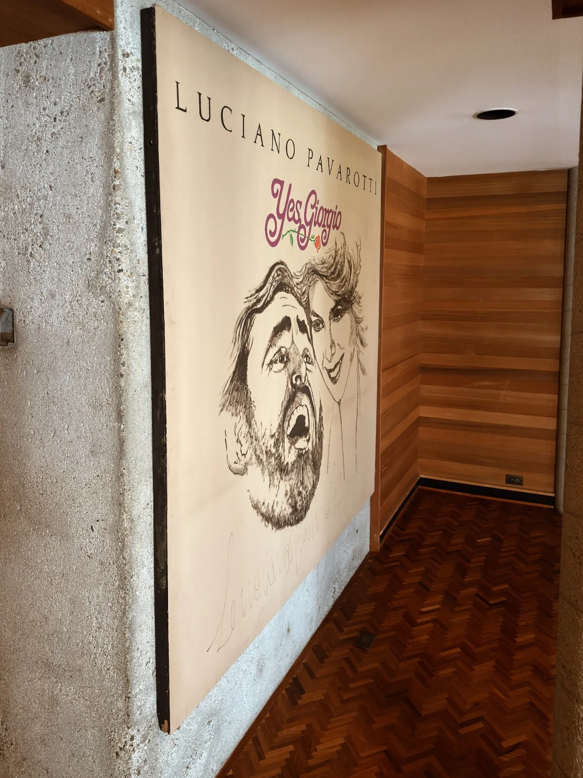 Luciano Pavarotti — Huge RARE Hand Painted “Yes, Giorgio” Artwork Signed by Luciano Pavarotti 1982, image 2