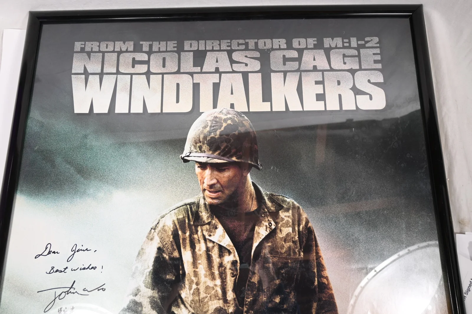 John Woo — VINTAGE 2001 WINDTALKERS MOVIE POSTER Signed by Director John Woo FRAMED, image 2