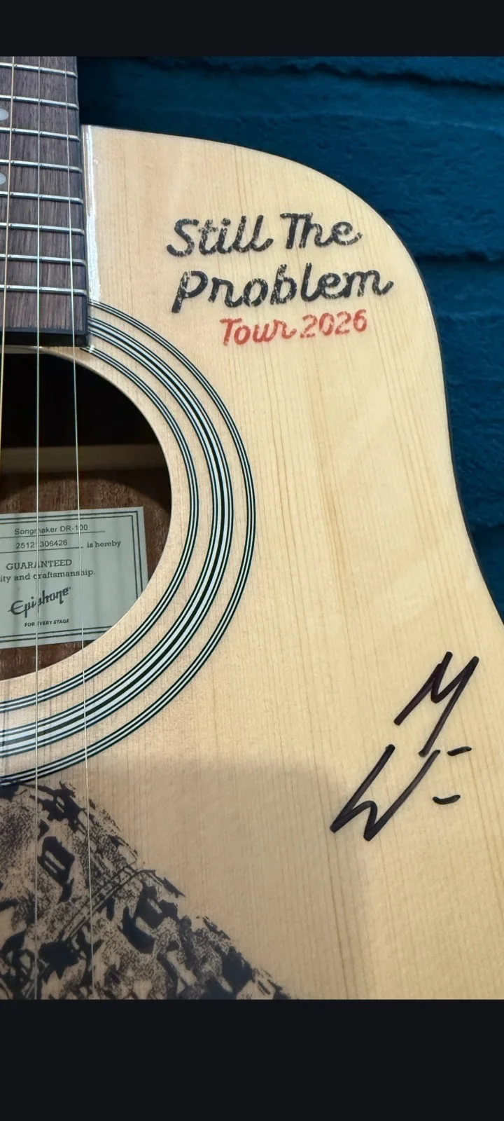 2026 Morgan Wallen Signed Still The Problem Tour Epiphone Acoustic Guitar New, изображение 2