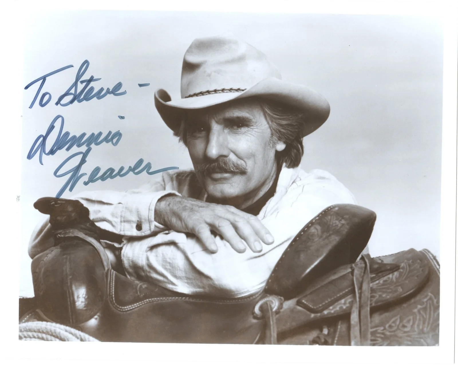 Dennis Weaver — DENNIS WEAVER Autograph Inscribed Signed 1980s 8X10 B&W Photo w/COA BUCK JAMES