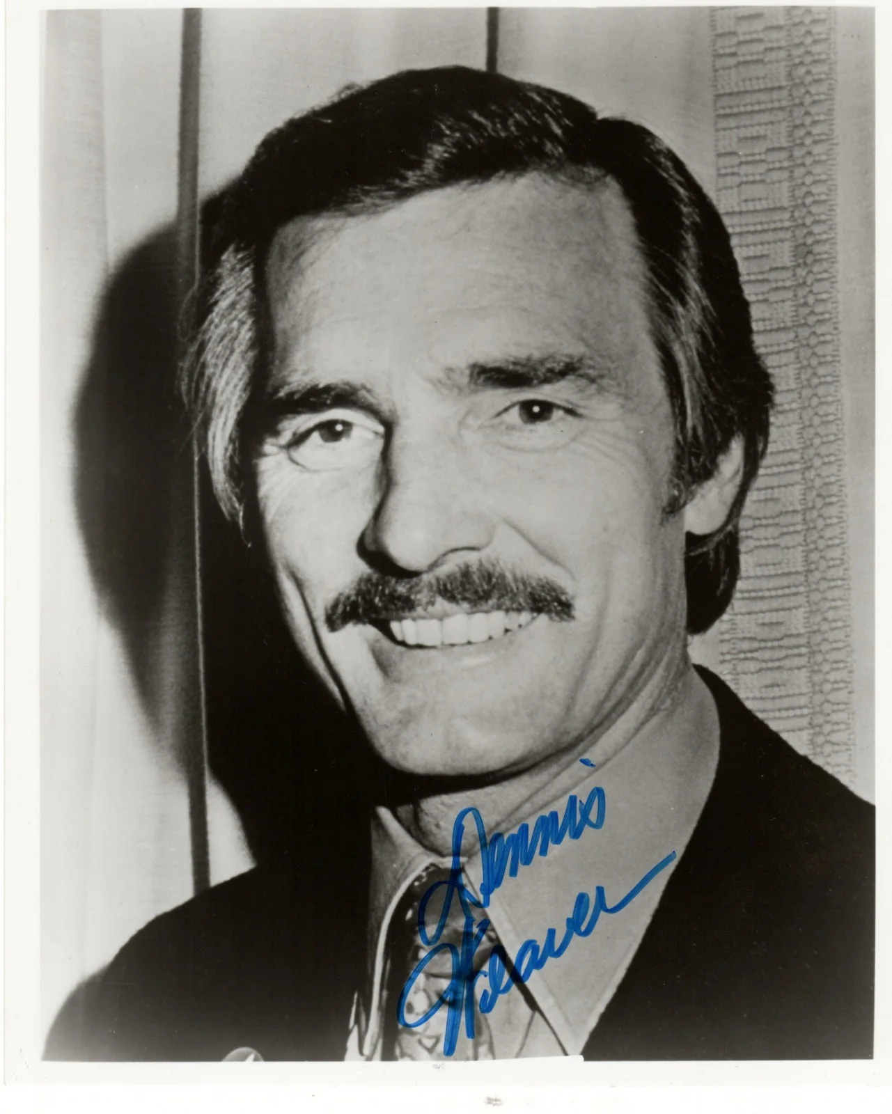 Dennis Weaver — DENNIS WEAVER Autograph Signed 8X10 B&W 1970s McCLOUD Publicity Photo w/ COA