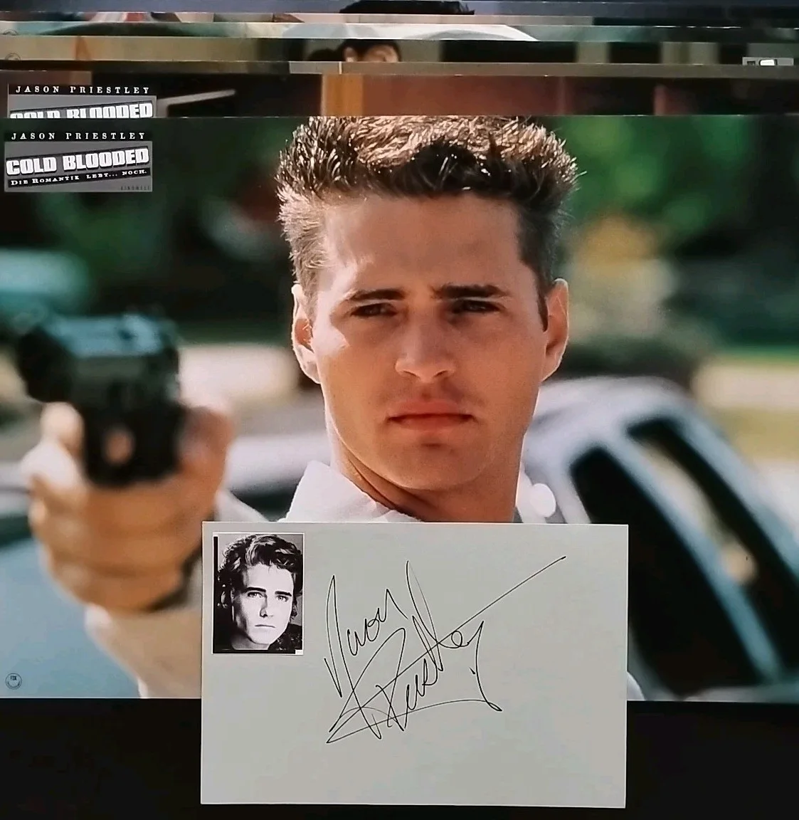 Jason Priestley — JASON PRIESTLEY Autographed 4x6 + 8 COLD BLOODED 11x14 Lobby Cards