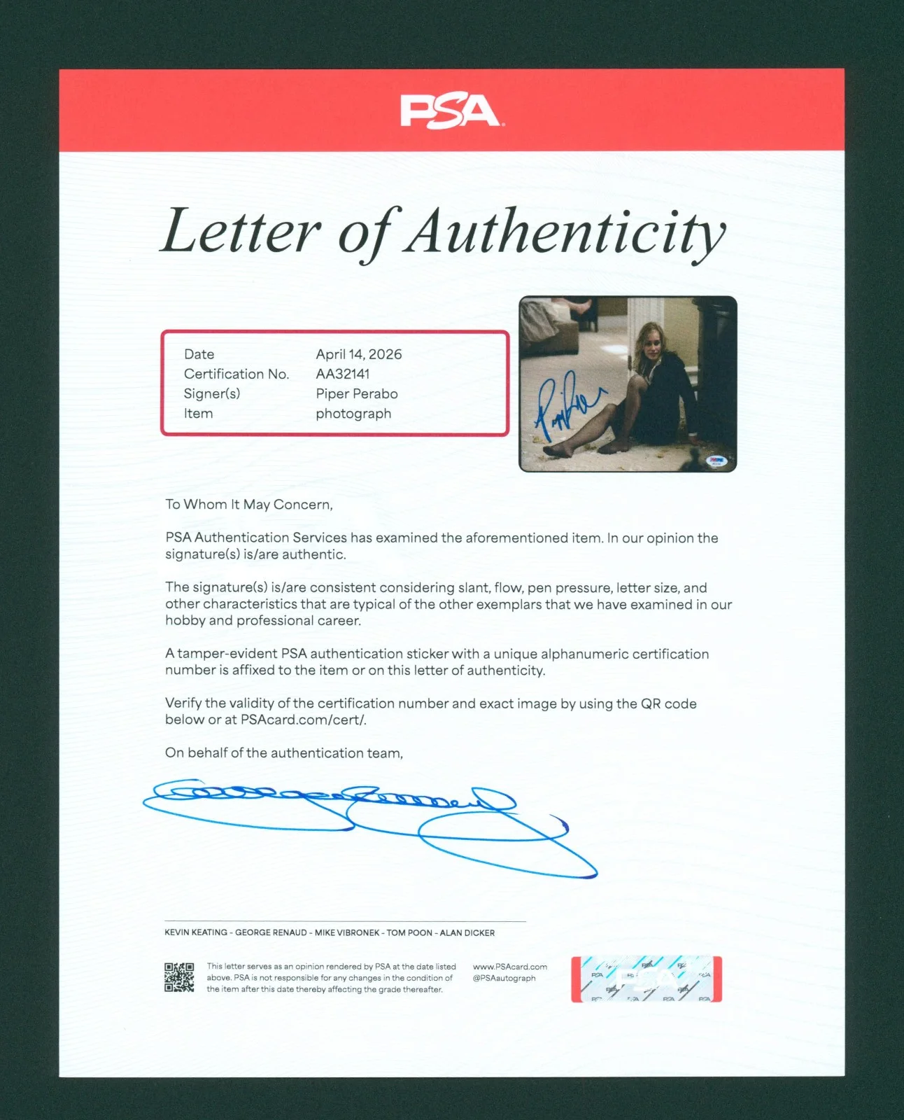 Piper Perabo — Piper Perabo Signed PSA/DNA LOA Autographed 8X10 Covert Affairs Photo Auto COA, изображение 3