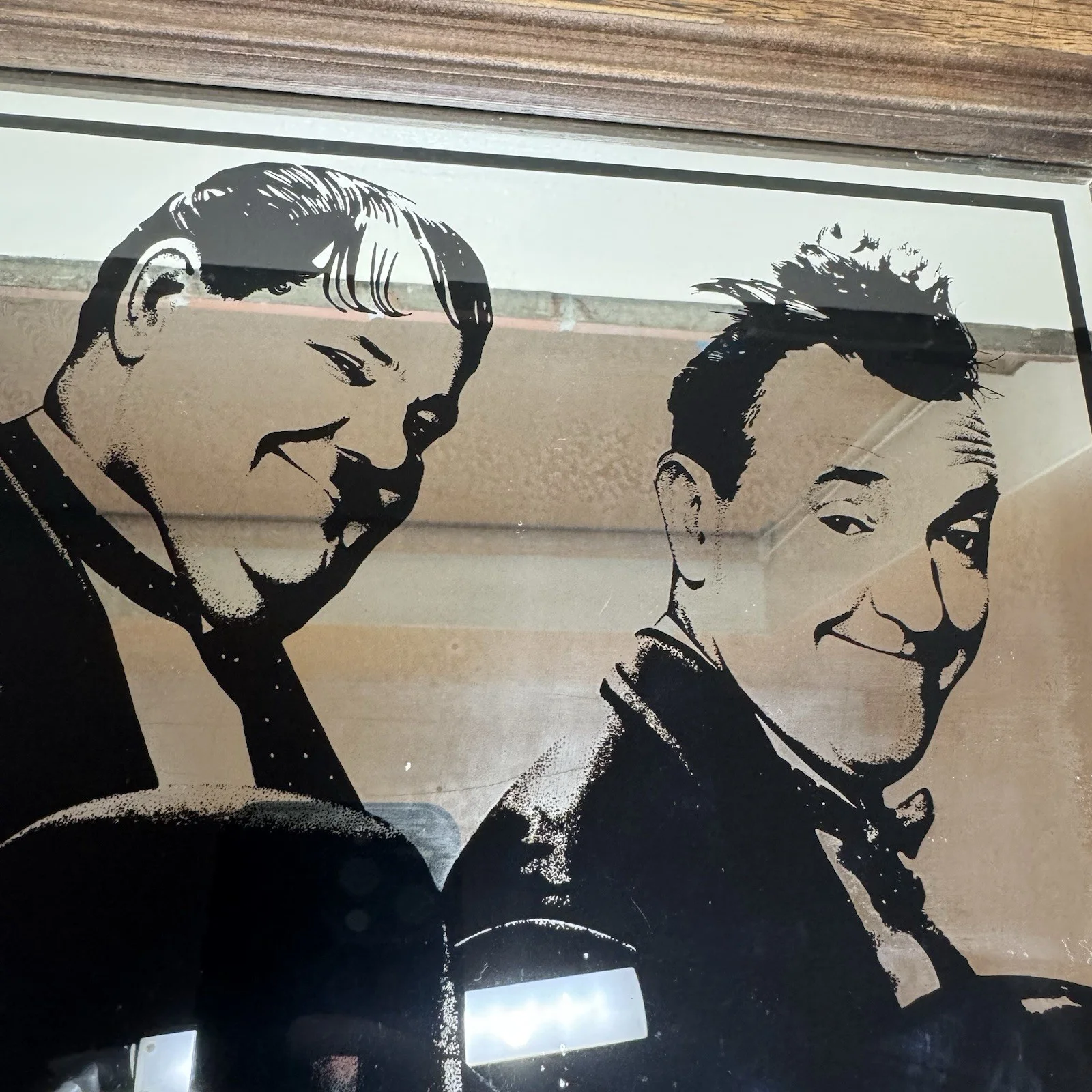 Vintage Laurel & Hardy Framed Mirror/ Silhouette Portrait Comedy Duo Wall Art, image 2