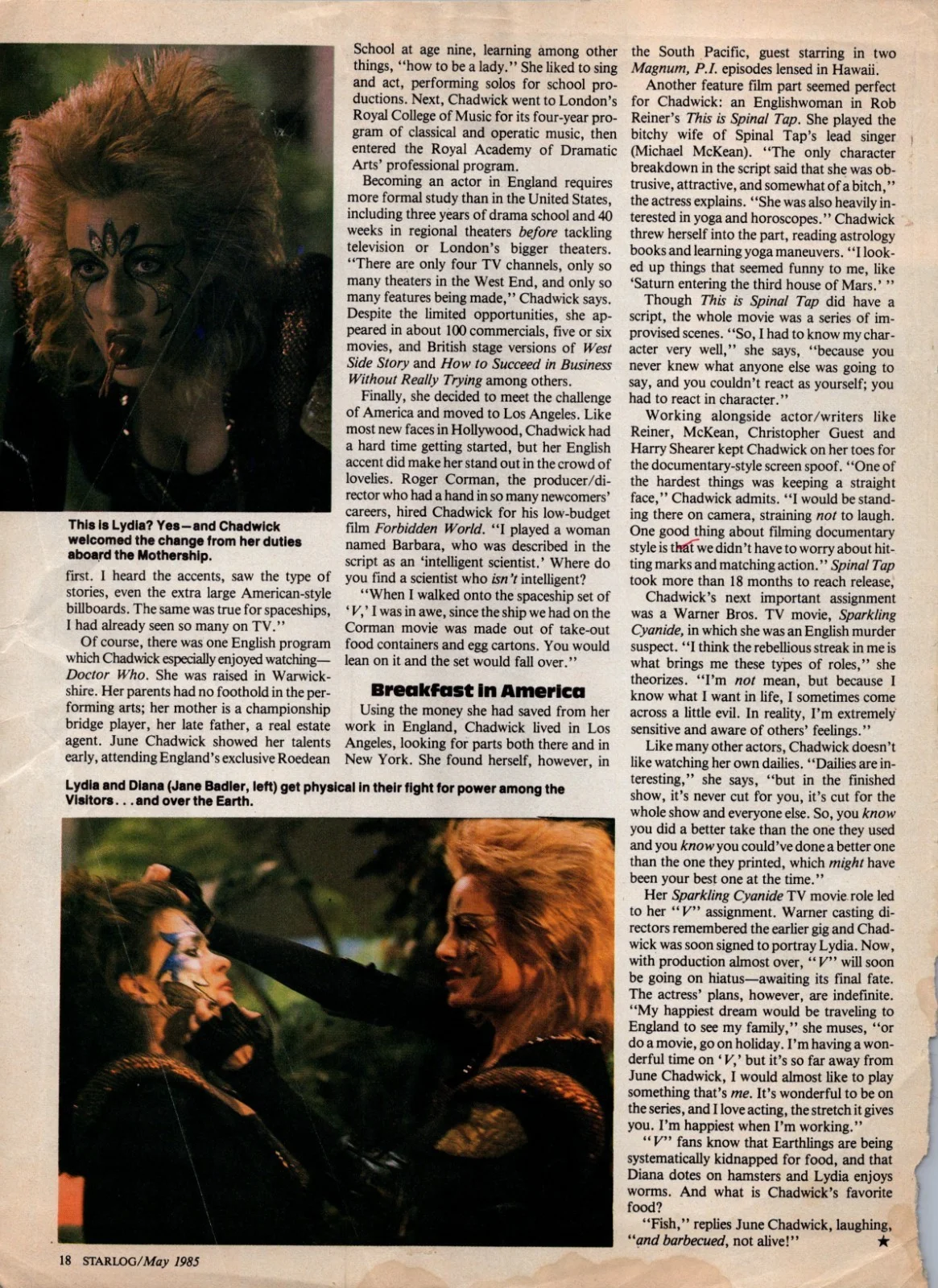 June Chadwick. Sci fi V TV series villain. Riptide. signed Magazine page AUTO, изображение 2